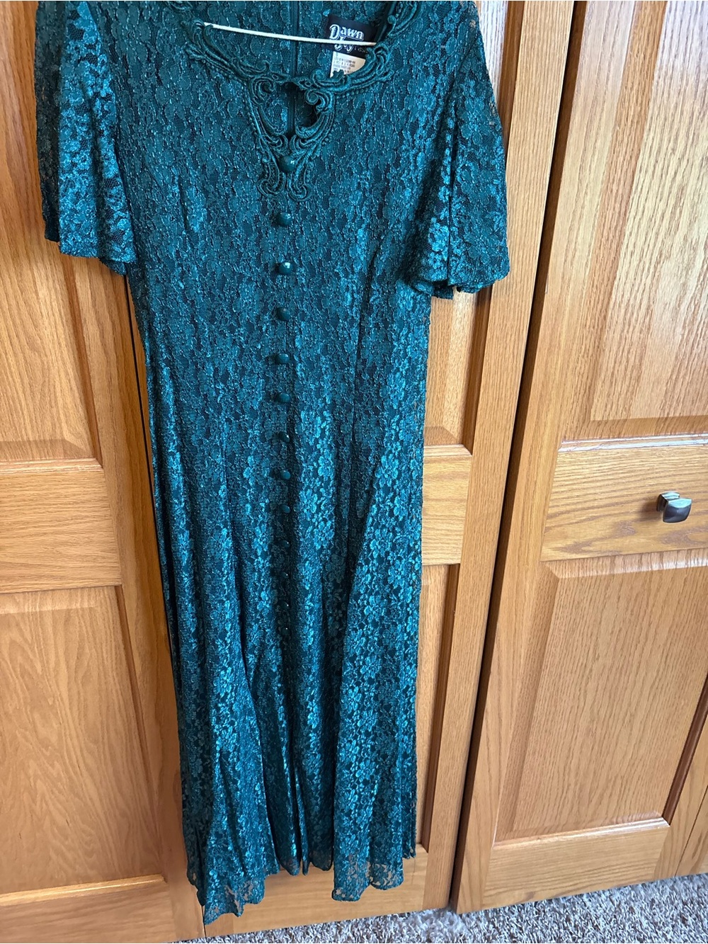 Women's Teal Lace Midi Dress